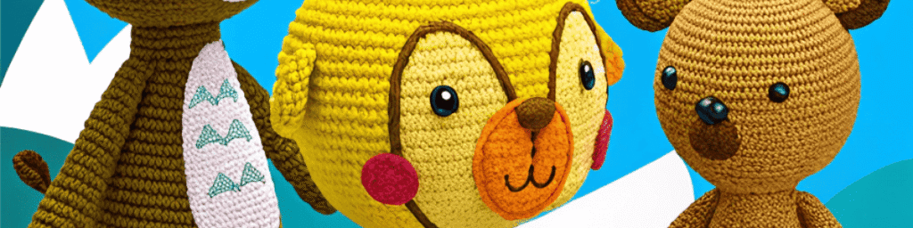 группа игрушек на контрастной иллюстрации