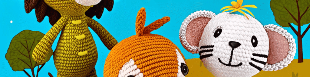 сюжетная композиция с вязаными игрушками