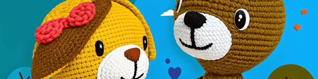 вязаная текстильная кукла с деталями