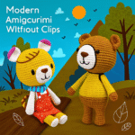 вязаный персонаж на художественном фоне